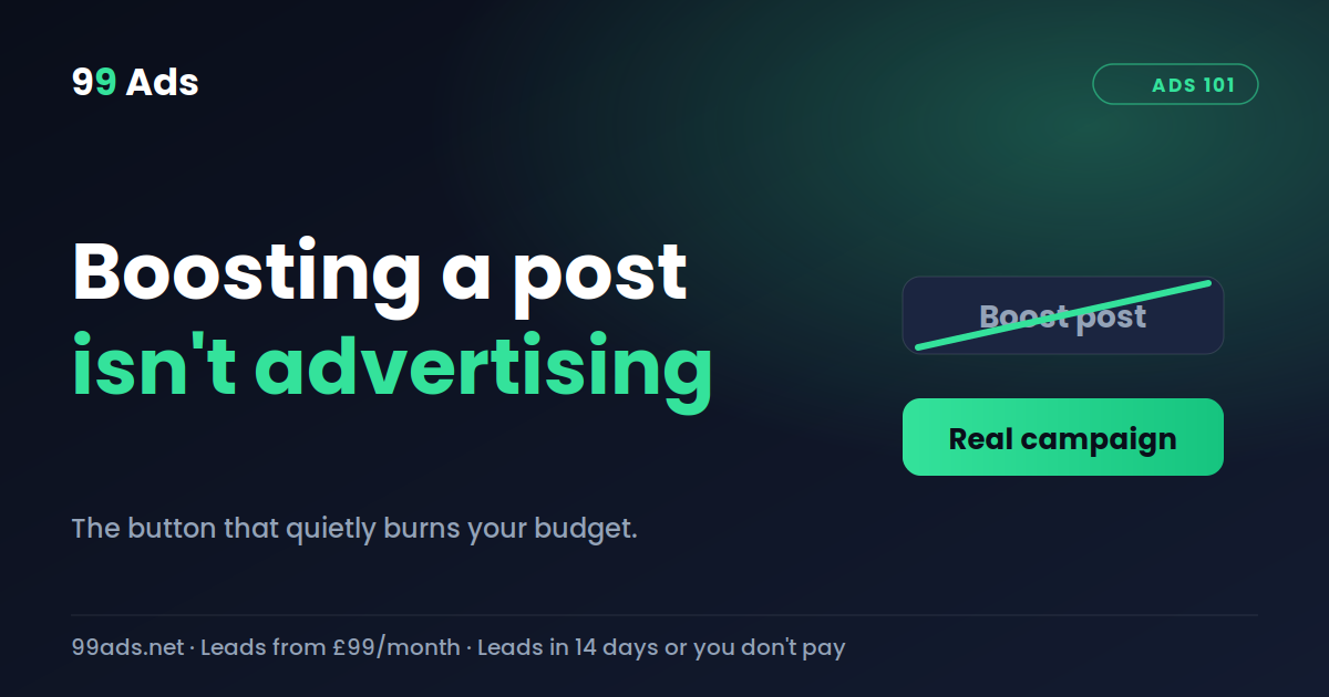Boosting a post isn't advertising — here's what actually gets you leads